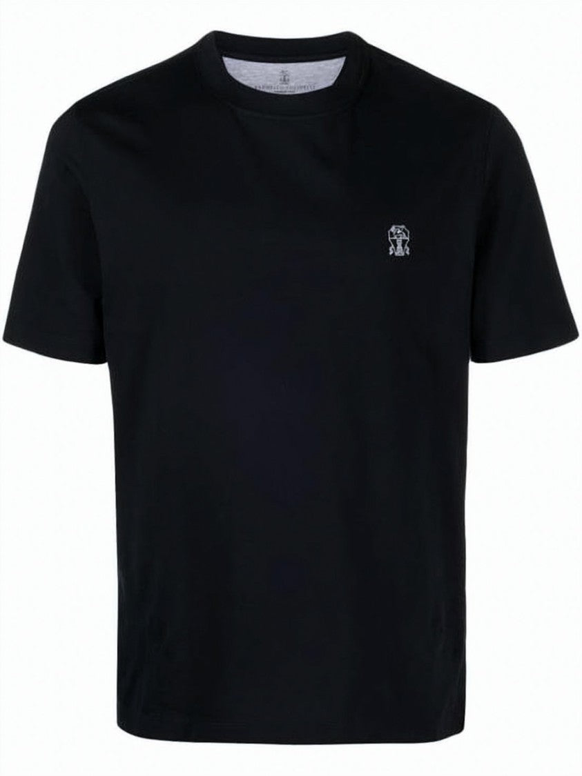 Brunello Cucinelli Cotton Jersey Crew Neck T-Shirt With Embroidered Logo