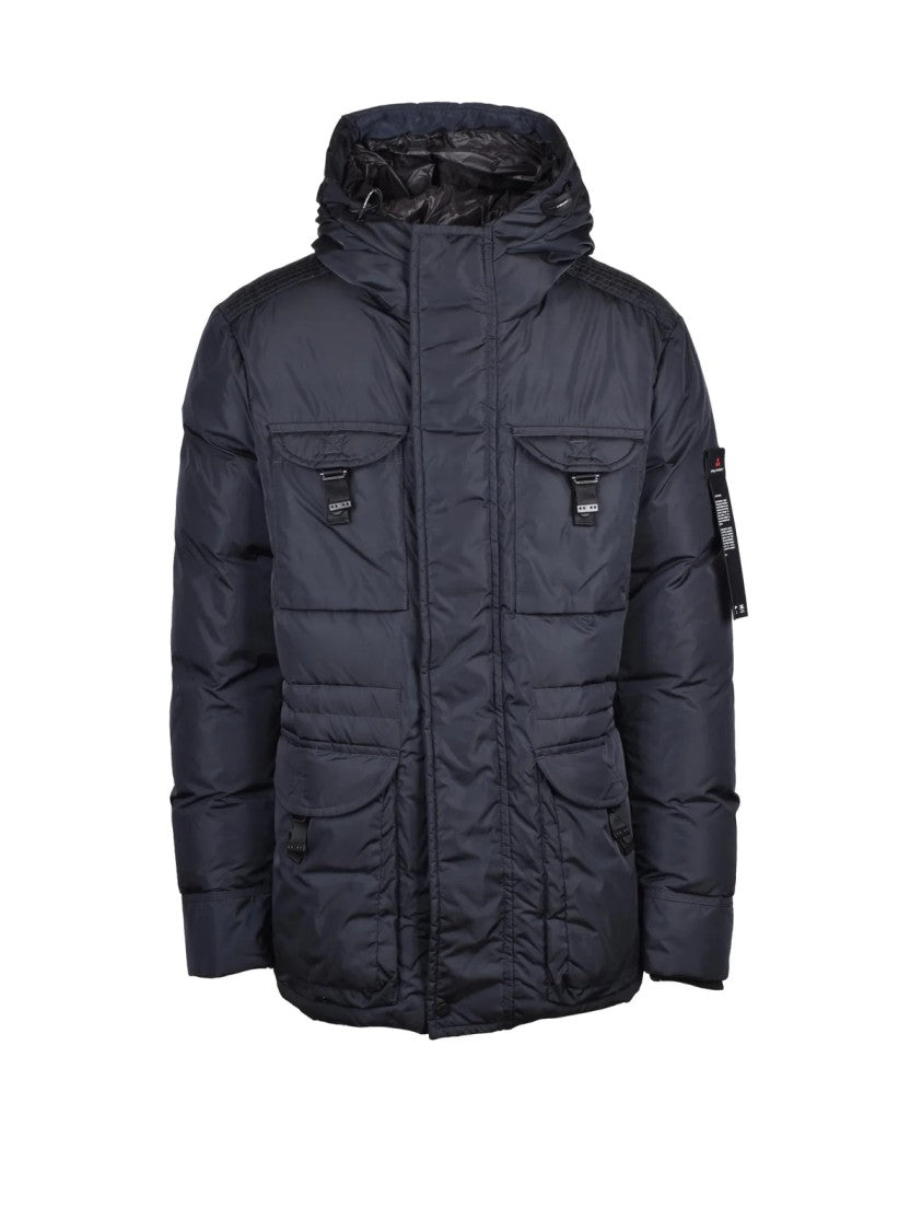 Peuterey Padded Quilted Navy Parka With Multiple Pockets And Insulated Interior