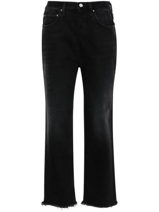 Totême Flared Black Denim Pants With Raw Hem By Totême