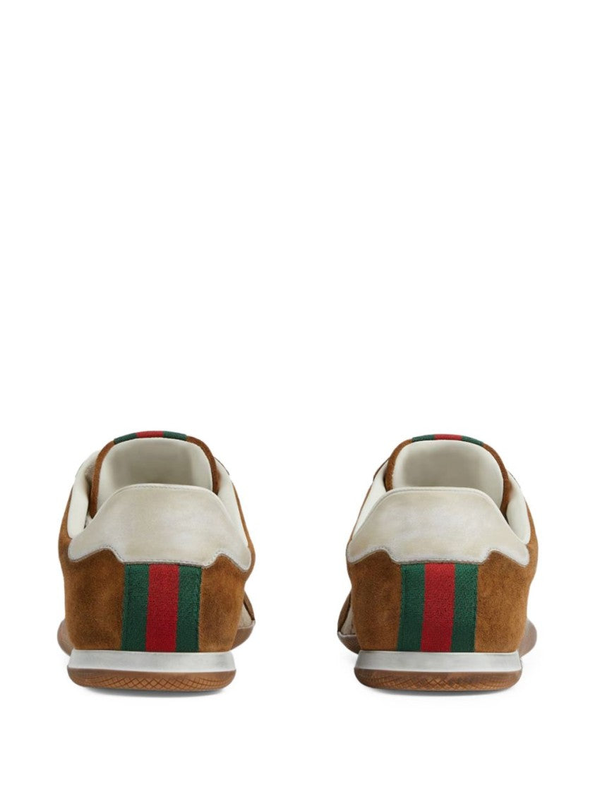 Gucci Monogram-Patterned Suede And Fabric Flat Shoes