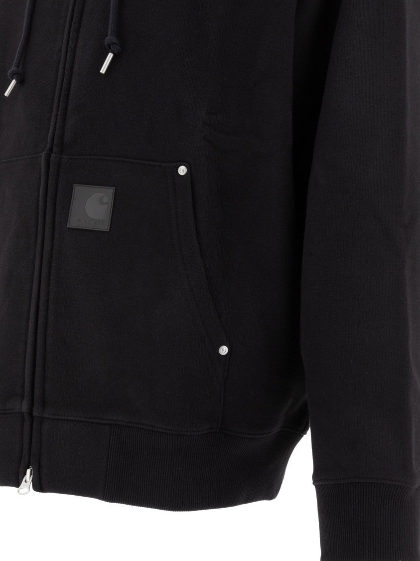 Carhartt Wip Versatile Black Zip-Up Hoodie With Drawstring