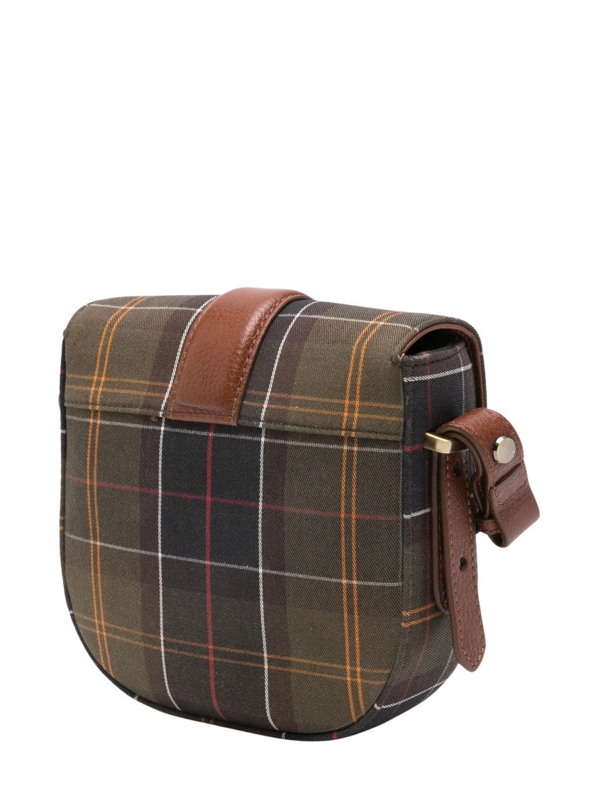 Barbour Tartan-Pattern Buckled Satchel Bag With Gold-Tone Hardware