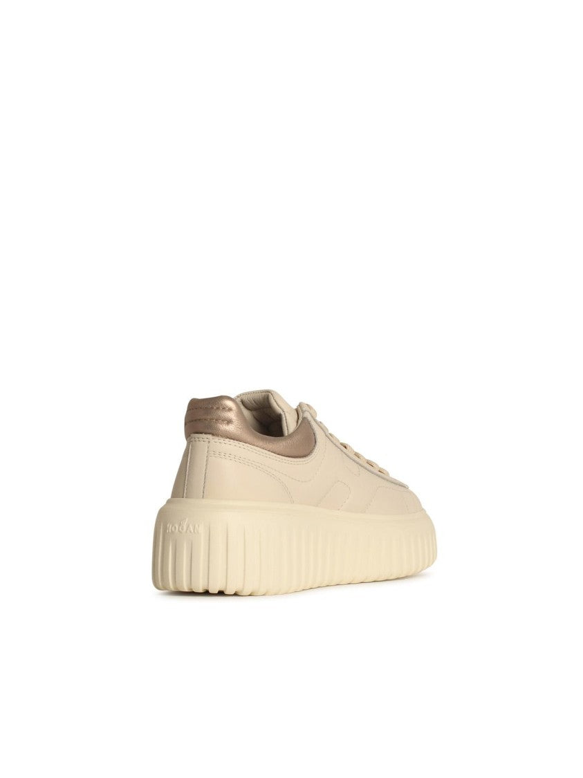 Hogan 'H-Stripes' Beige Leather Sneakers