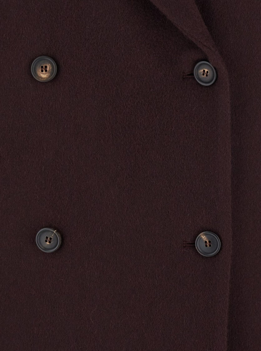 Brunello Cucinelli Bordeaux Double-Breasted Coat