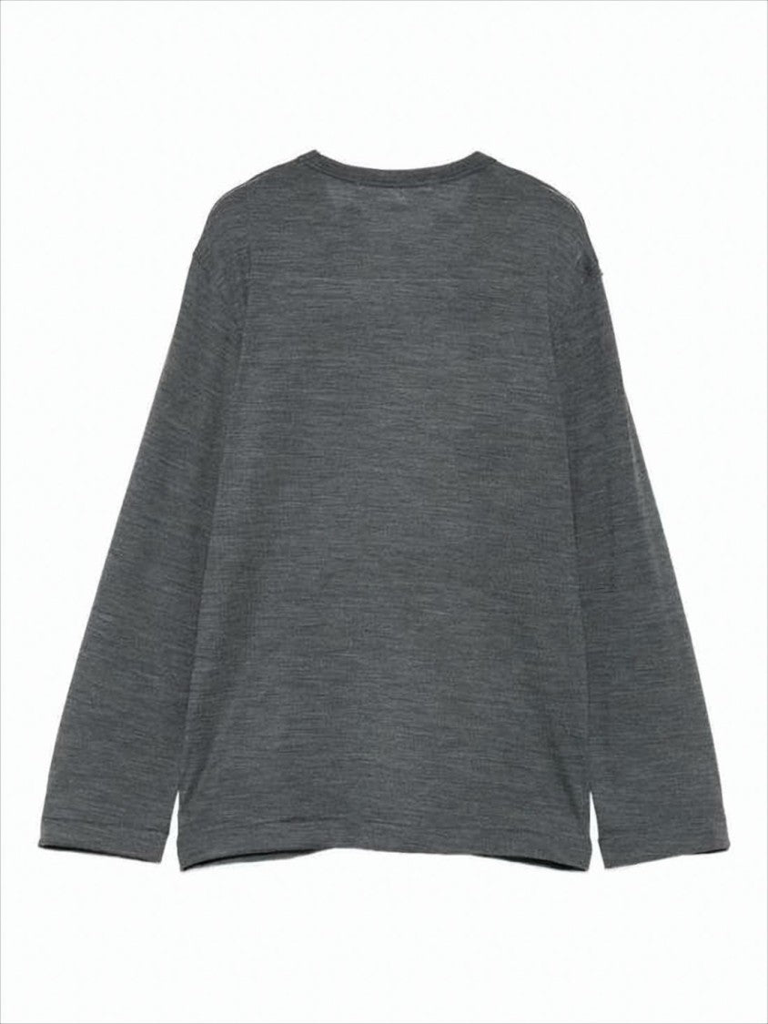 Comme Des Garçons Textured Wool Jersey Top With Ruffles