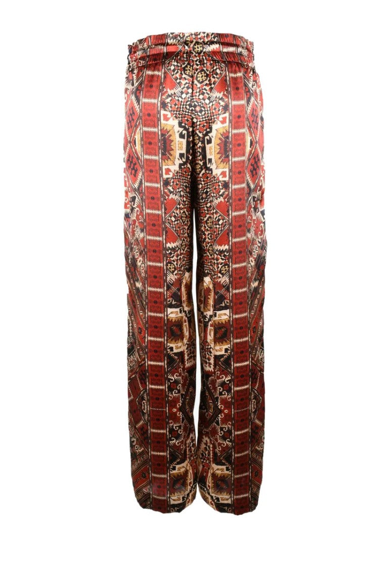 Seafarer Wide-Leg Silk Trousers With Geometric Pattern