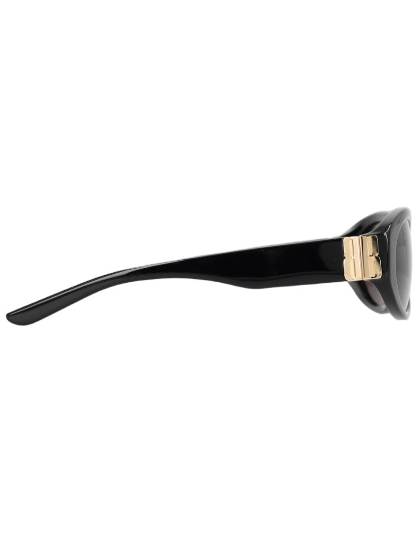 Balenciaga Black Elongated Oval Sunglasses