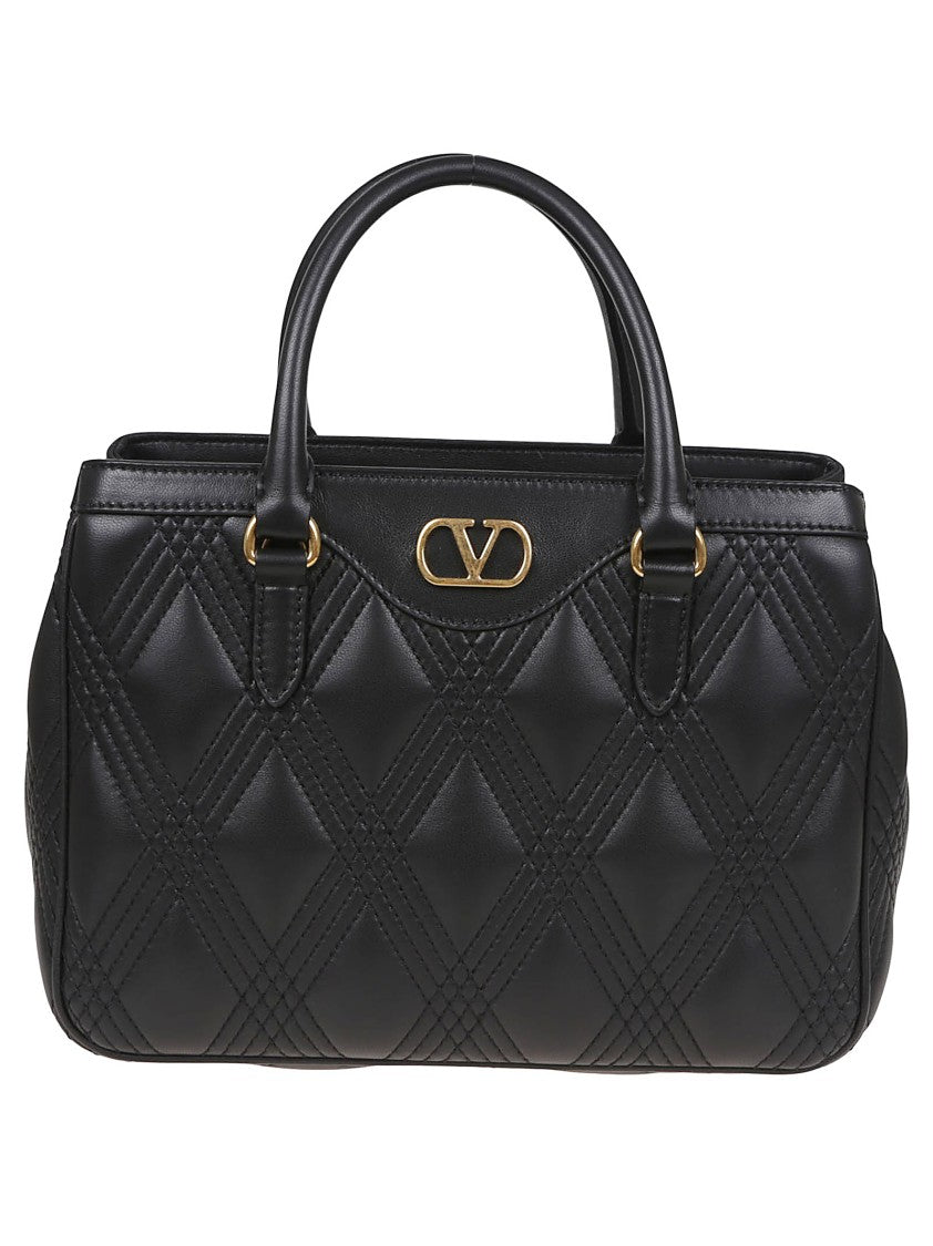 Valentino Garavani Diamond-Quilted Black Calfskin Shoulder Bag
