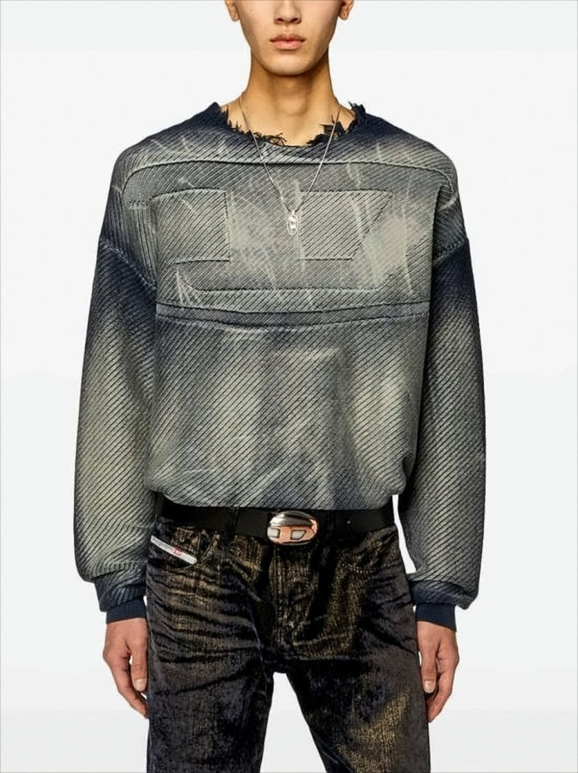 Diesel Gradient Textured Sweater With Distressed Finish