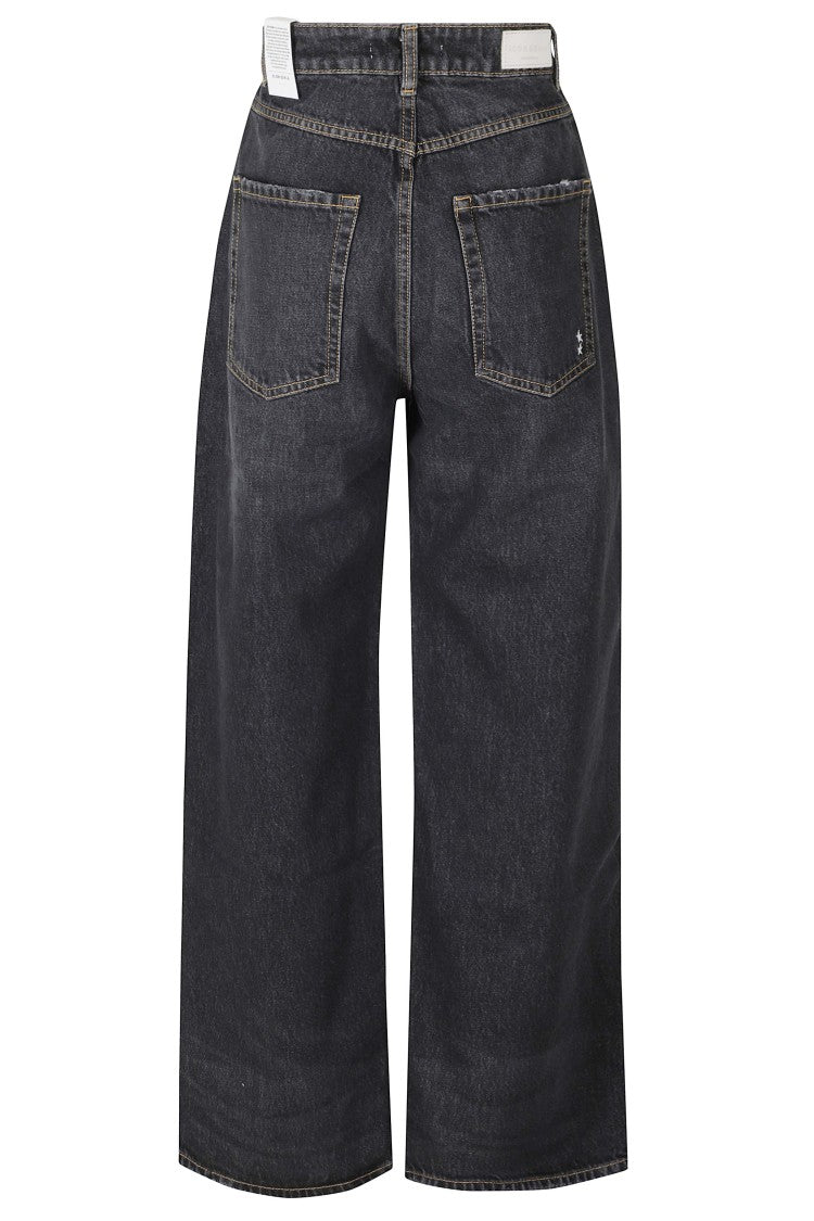 Icon Denim Black Cotton Mid-Rise Wide-Leg Jeans