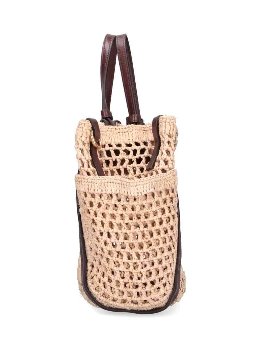 Chloé Open-Weave Crochet Handbag With Leather Accents