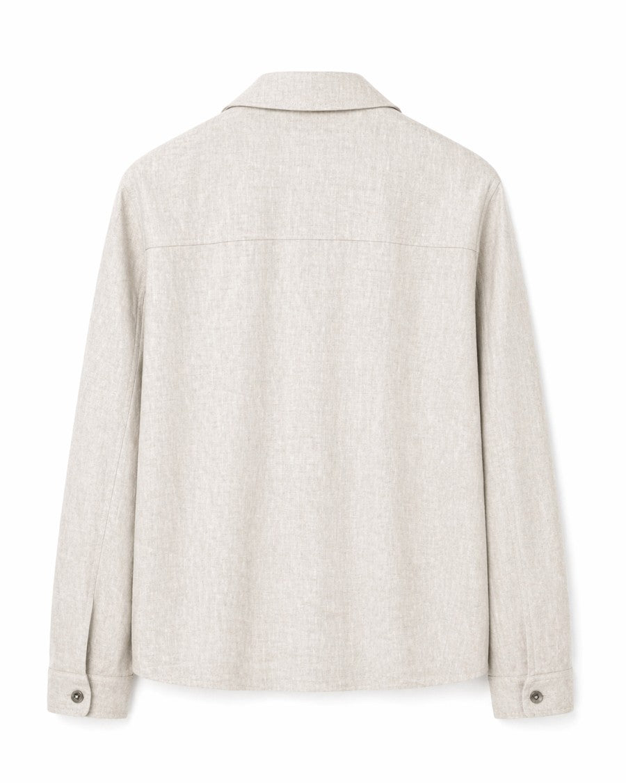 Manuel Ritz Linen Front Zip Classic Collar Jacket
