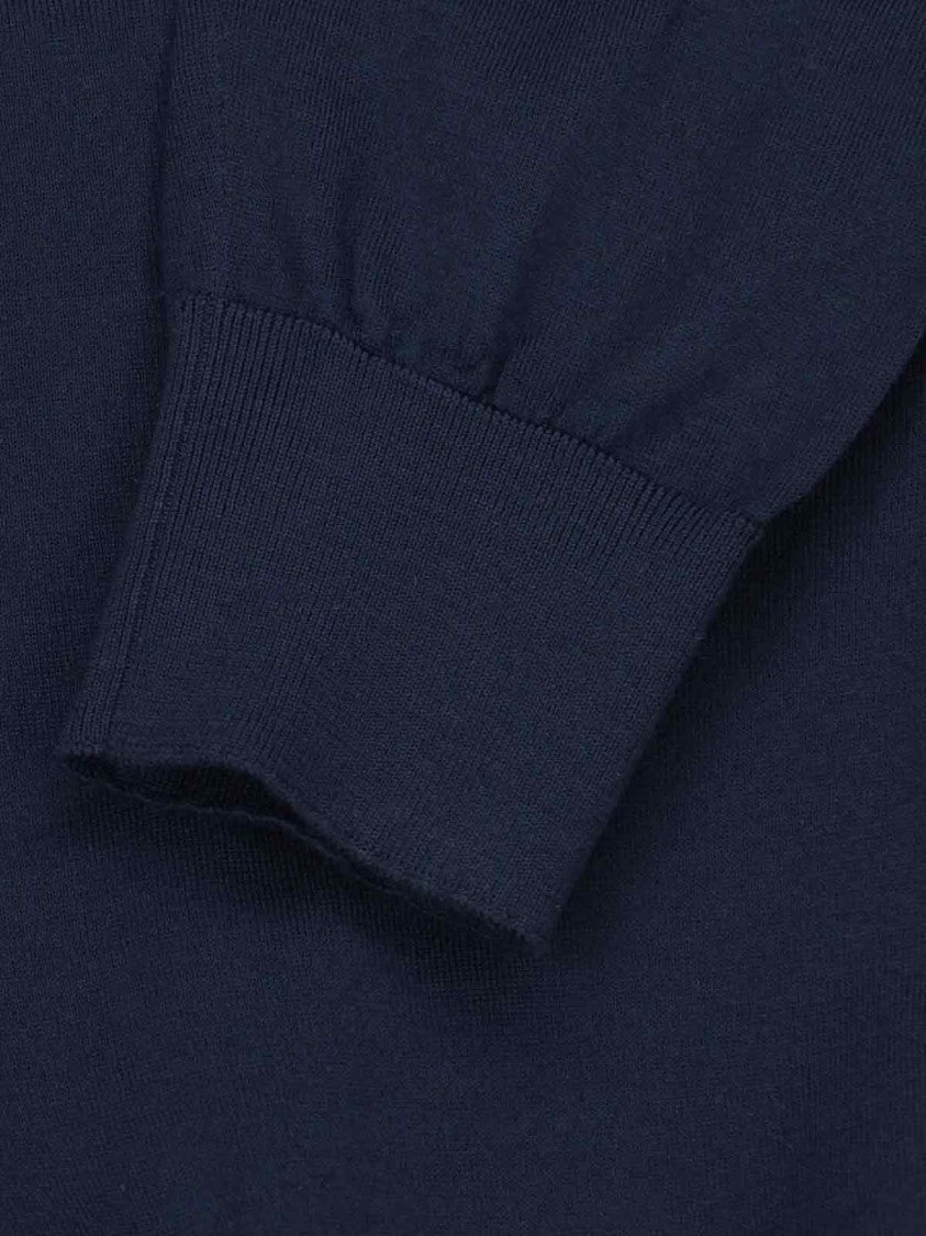 Zegna Wool Sweater Blue Navy Tone Knitted