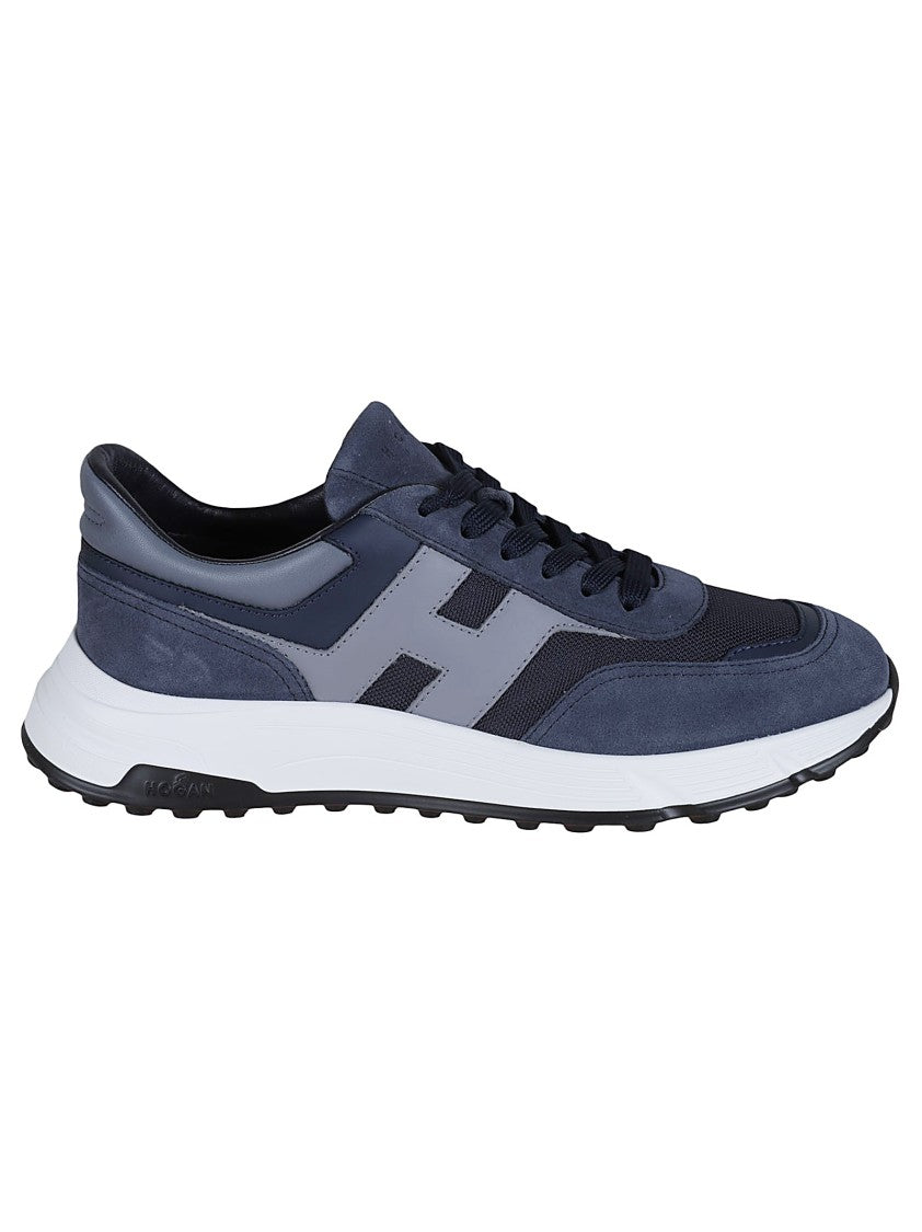 Hogan H563 Leather Sneakers With Textural Contrast