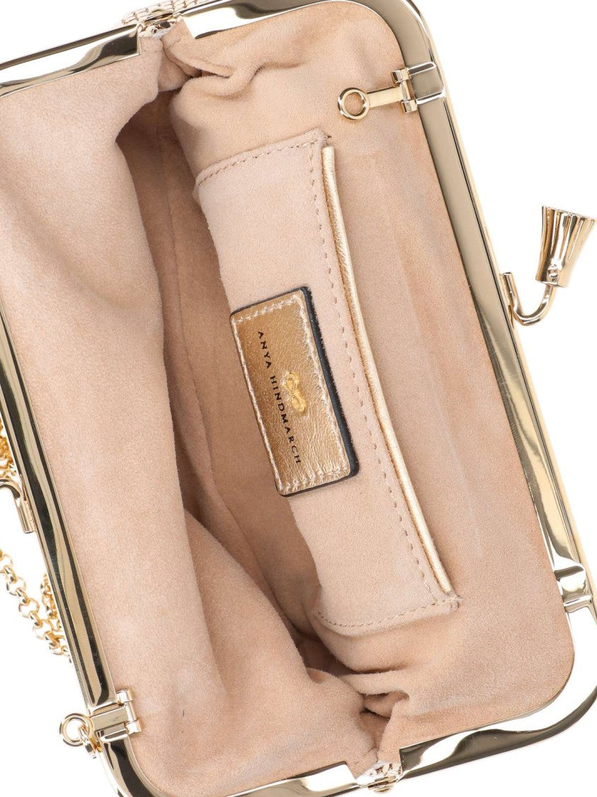 Anya Hindmarch Gold Maud Sequin Mesh Chain Pouch