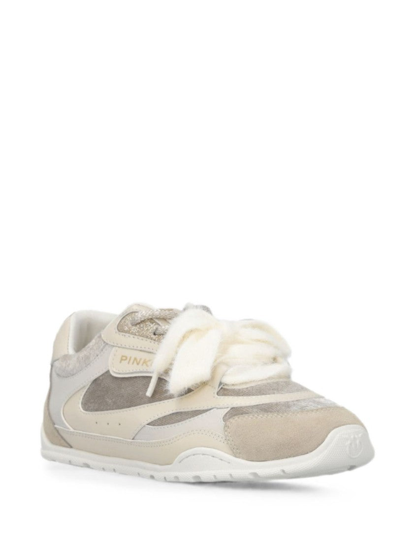 Pinko Textured Plush Bow Detail Sneakers