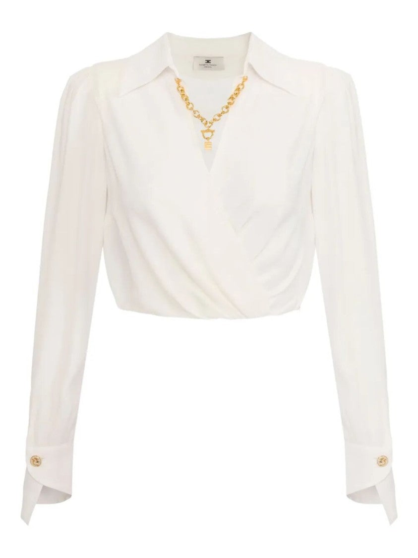 Elisabetta Franchi Cropped Wrap Shirt