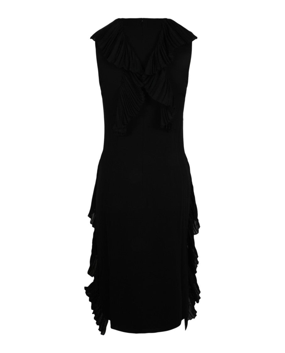 Burberry Sleeveless Silk Dress With Pleated Detailing And V-Neck