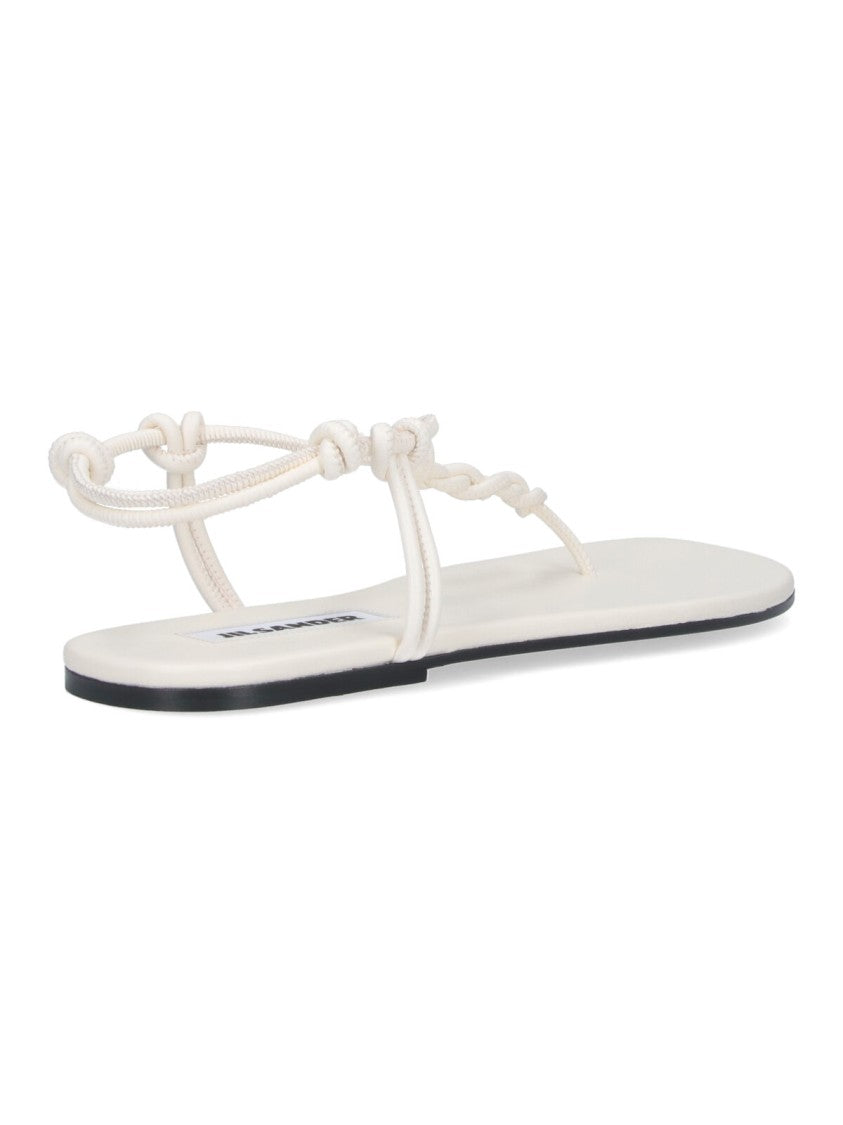 Jil Sander White Tangle Braided Leather Thong Sandals