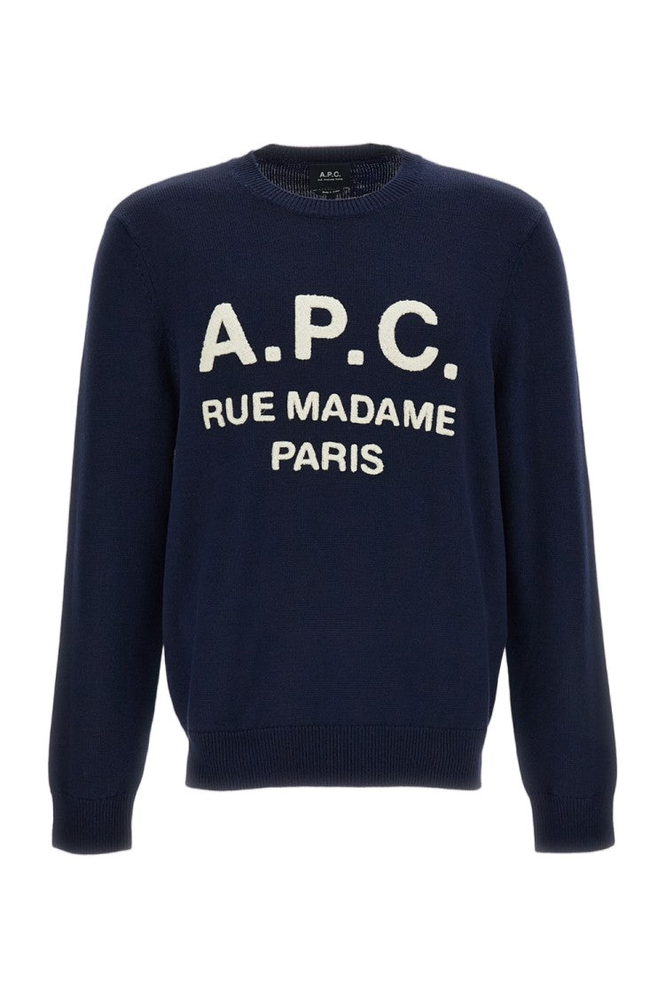 A.P.C. Crew-Neck Wool Sweater With Embroidered Slogan