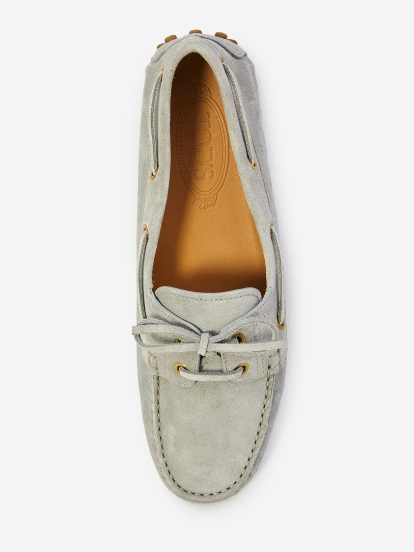 Tod's Soft Suede Driving Moccasins With Lace-Up Detail