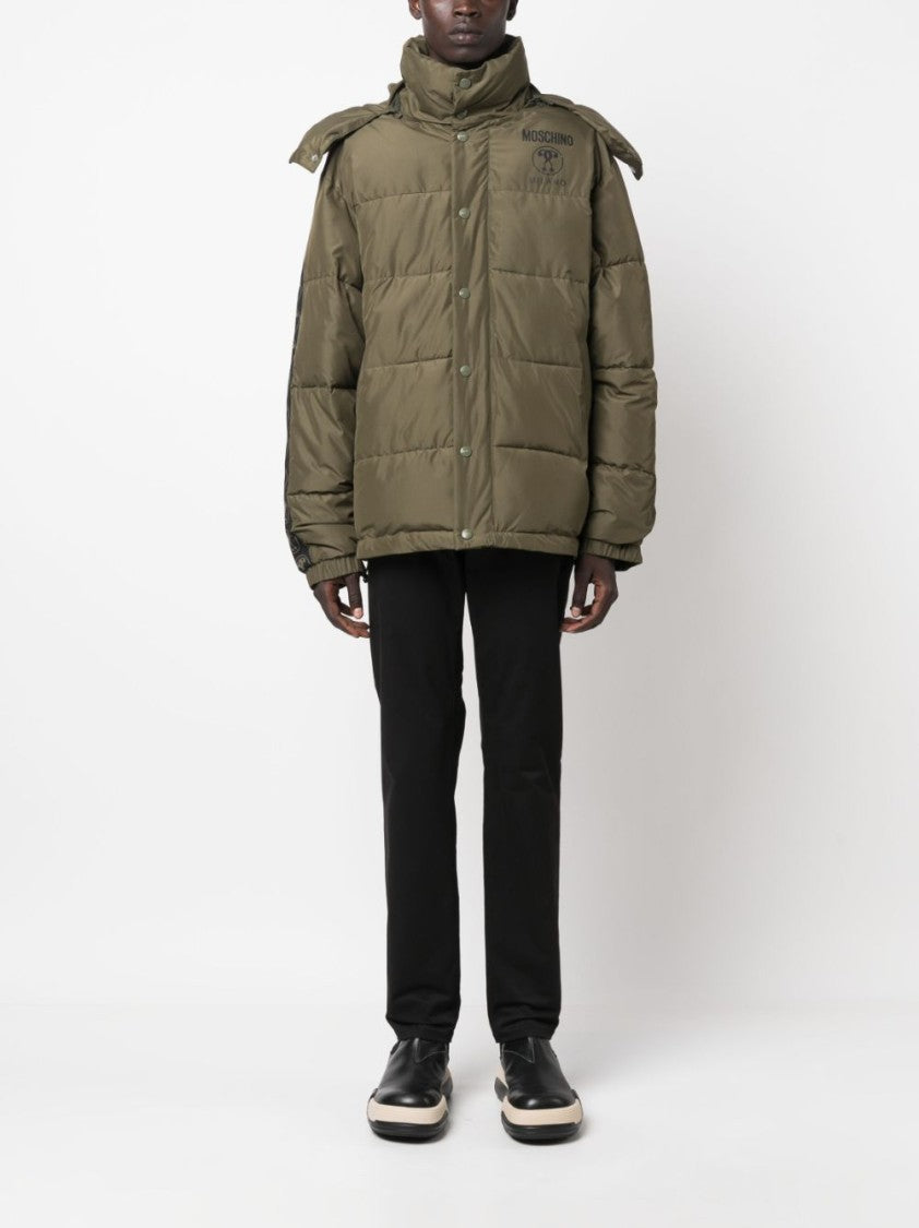 Moschino Logo-Print Padded Jacket With Detachable Hood