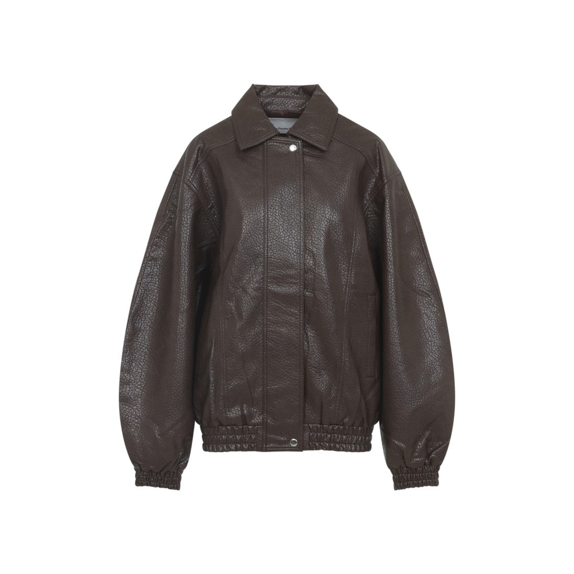 The Frankie Shop Textured Brown Polyurethane Jacket With Fitted Silhouette