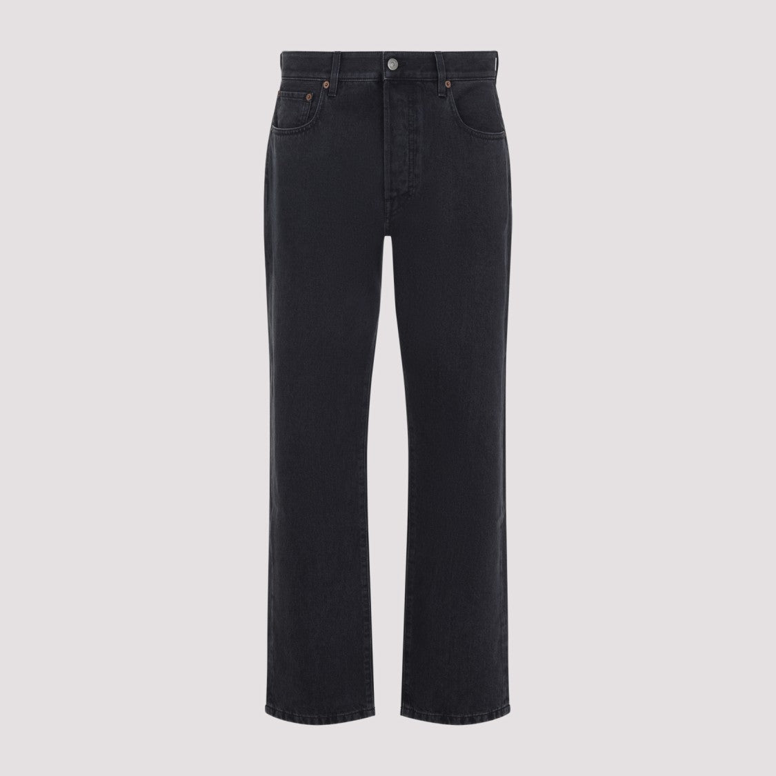 Valentino Mid-Rise Black Denim Jeans With Leather Patch Label