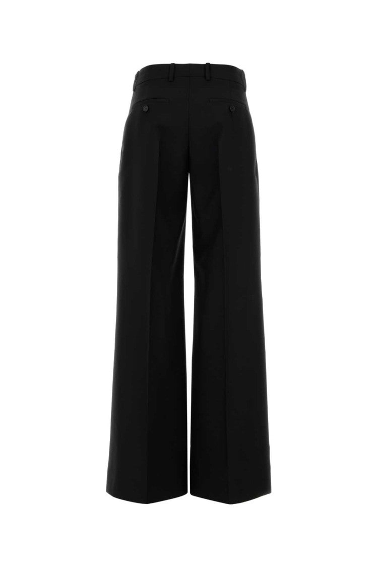 Alexander Mcqueen Black Wool Blend Wide-Leg Pant