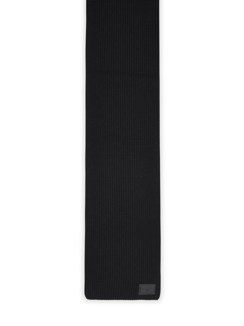Dolce & Gabbana Black Dg Patch Embossed Leather Cashmere Scarf