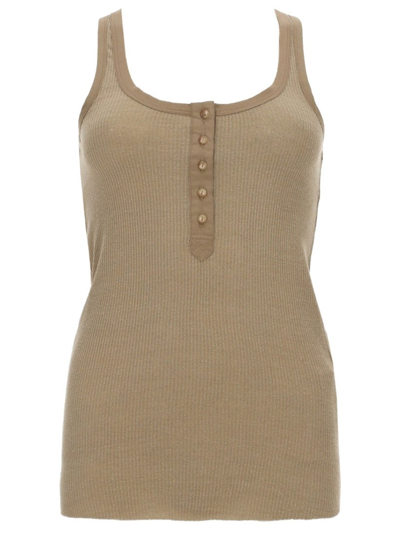 Isabel Marant Neutrals Helma Ribbed Scoop Neck Silk Tank Top