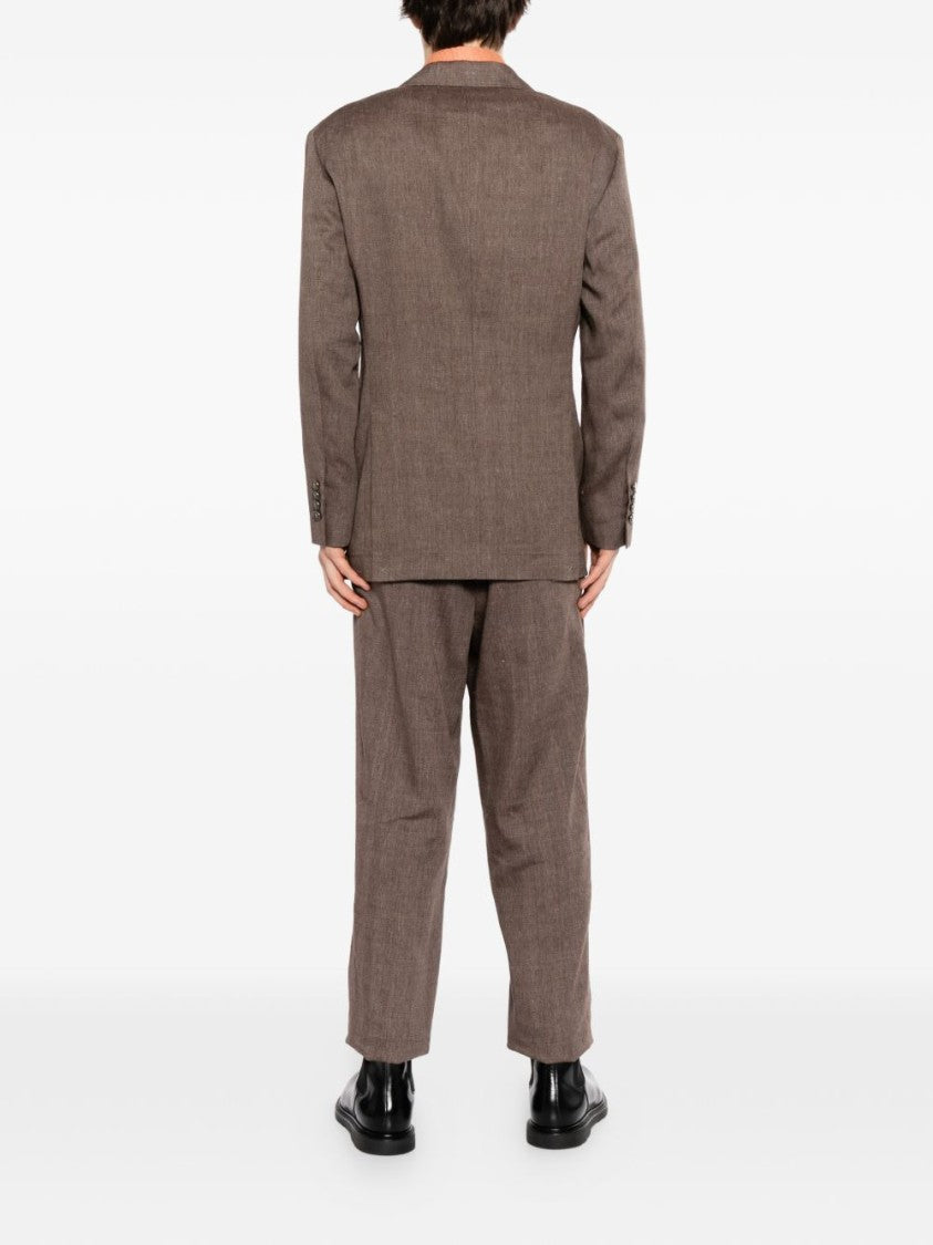 Brunello Cucinelli Camel Double-Breasted Tailored Flap Pockets Blazer