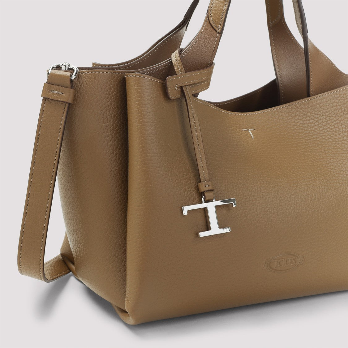 Tod's Apa Brown Grained Leather Shoulder Bag