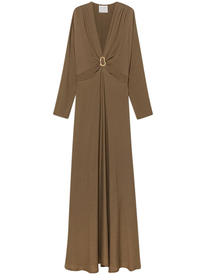 Forte Forte Sculptural Buckle Mixed Silk Marocaine Midi Dress