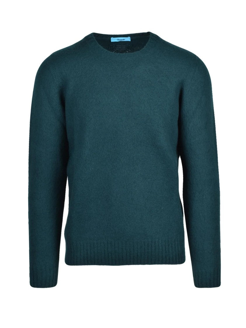 Drumohr Classic Deep Blue Wool Sweater With Crew Neckline