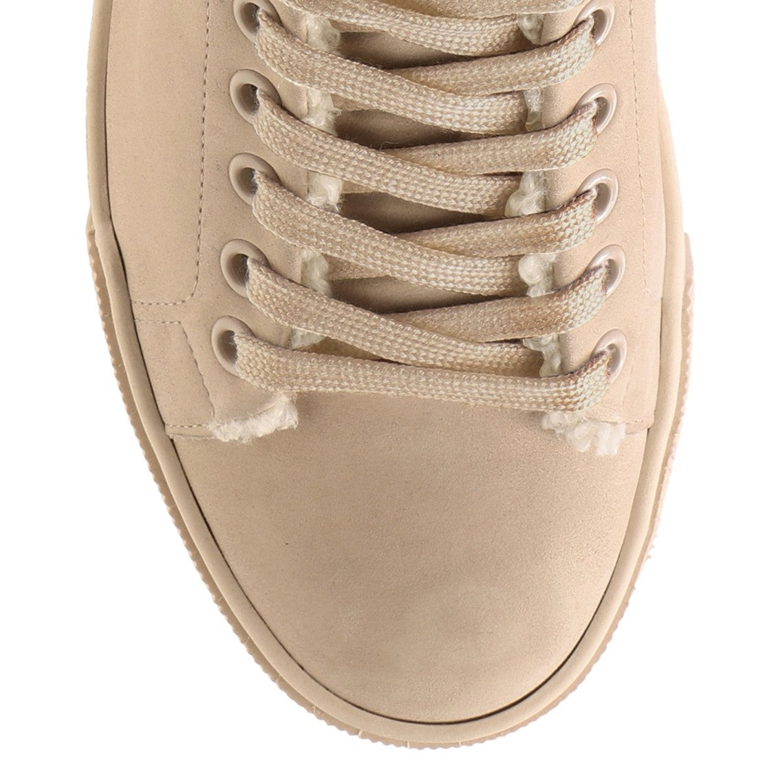 Högl Beige Fluffy Nubuck Wedge Sneakers