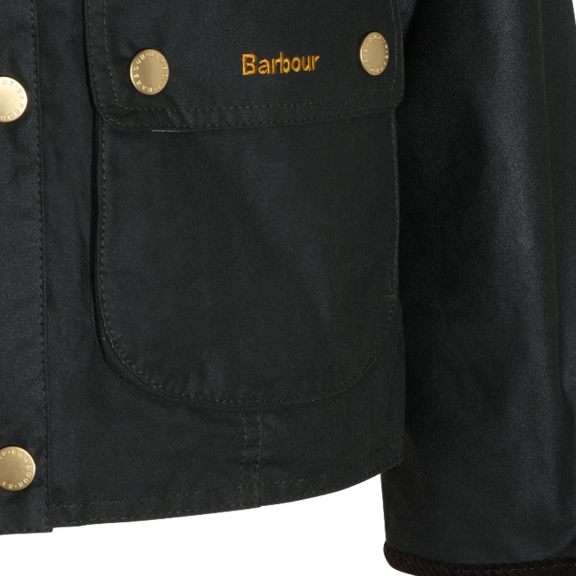 Barbour Black Cropped Corduroy-Collar Jacket