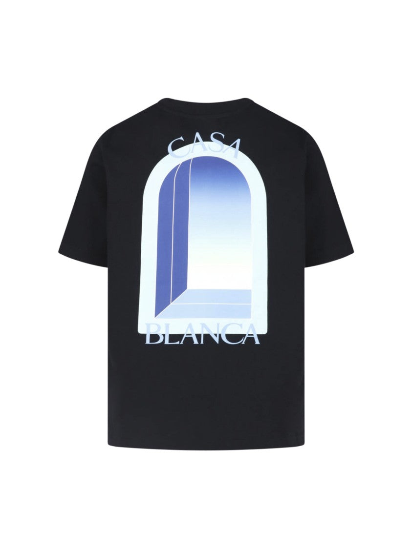 Casablanca Black Cotton Printed T-Shirts