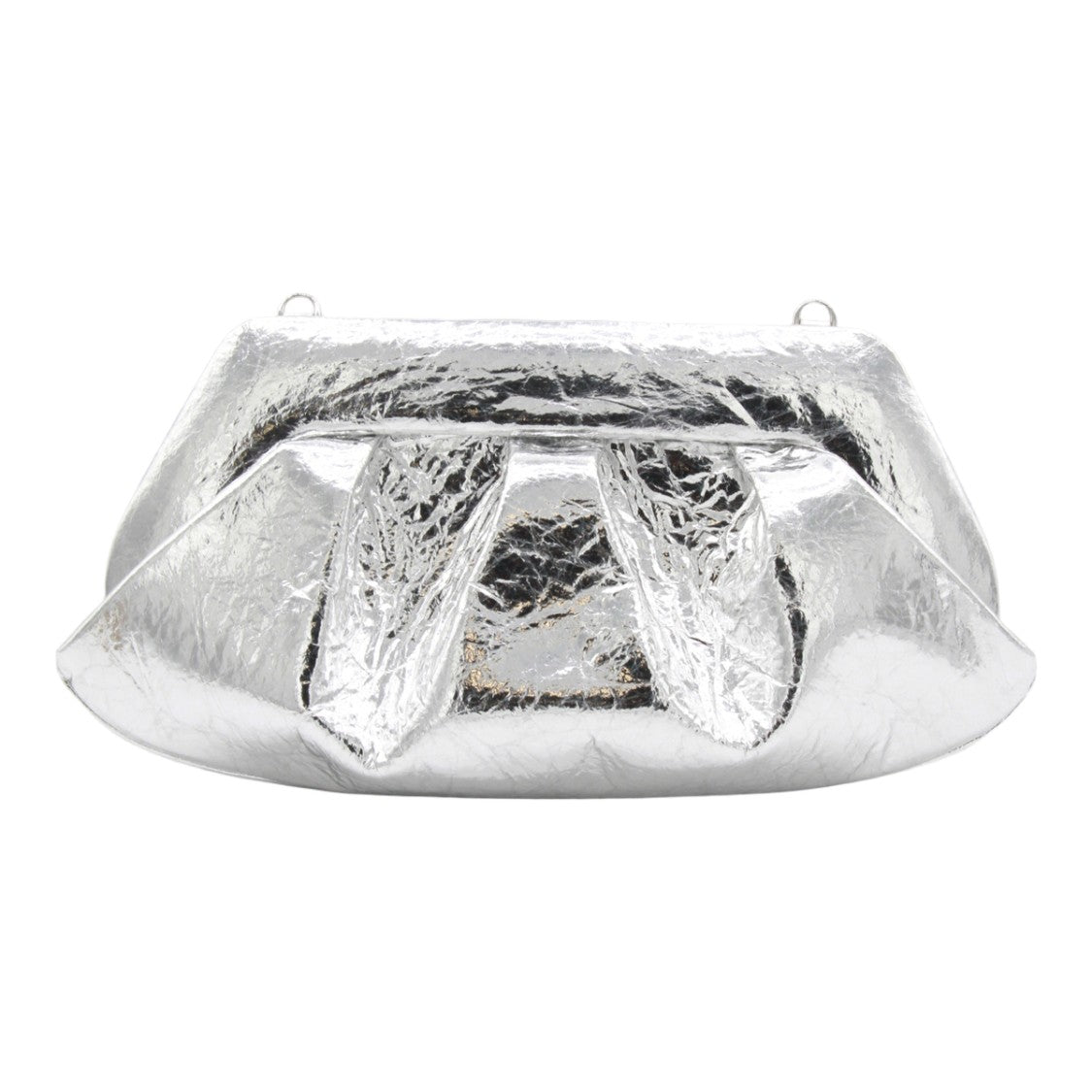 Themoirè Crinkled Silver Bag With Flap Closure