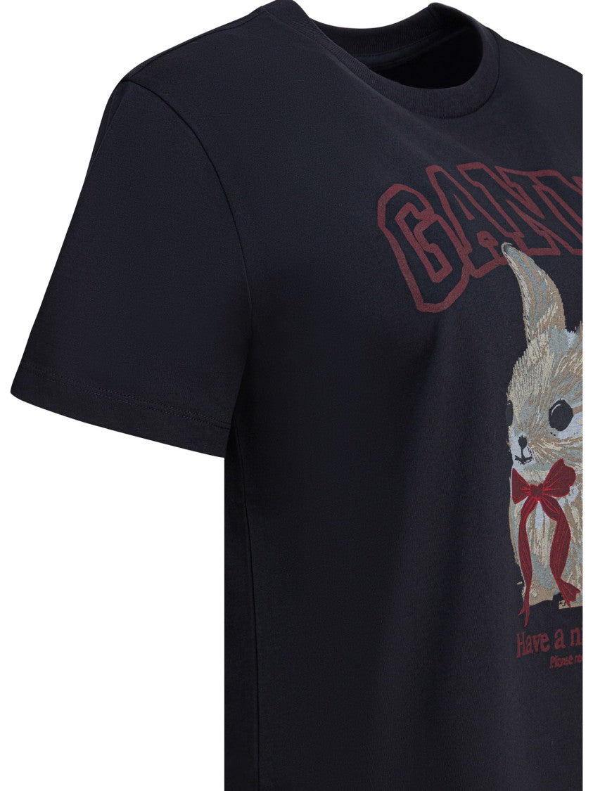 Ganni "Bunny" Cotton T-Shirt