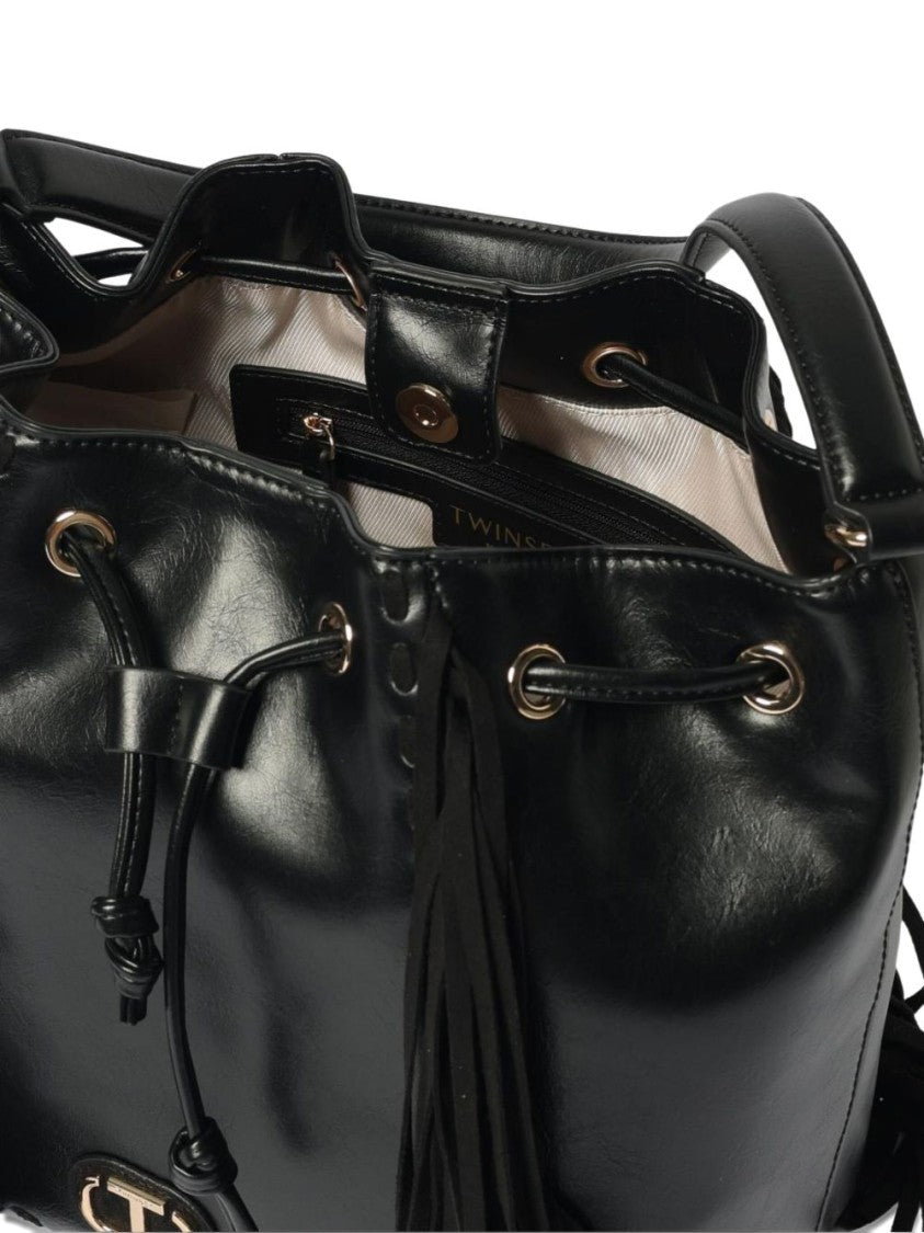 Twin-Set Structured Minimalist Bag With Smooth Black Exterior