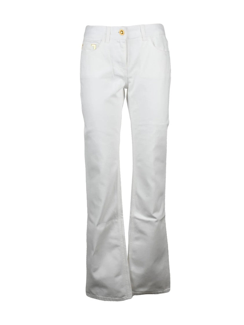 Palm Angels White Cotton Flared Jeans