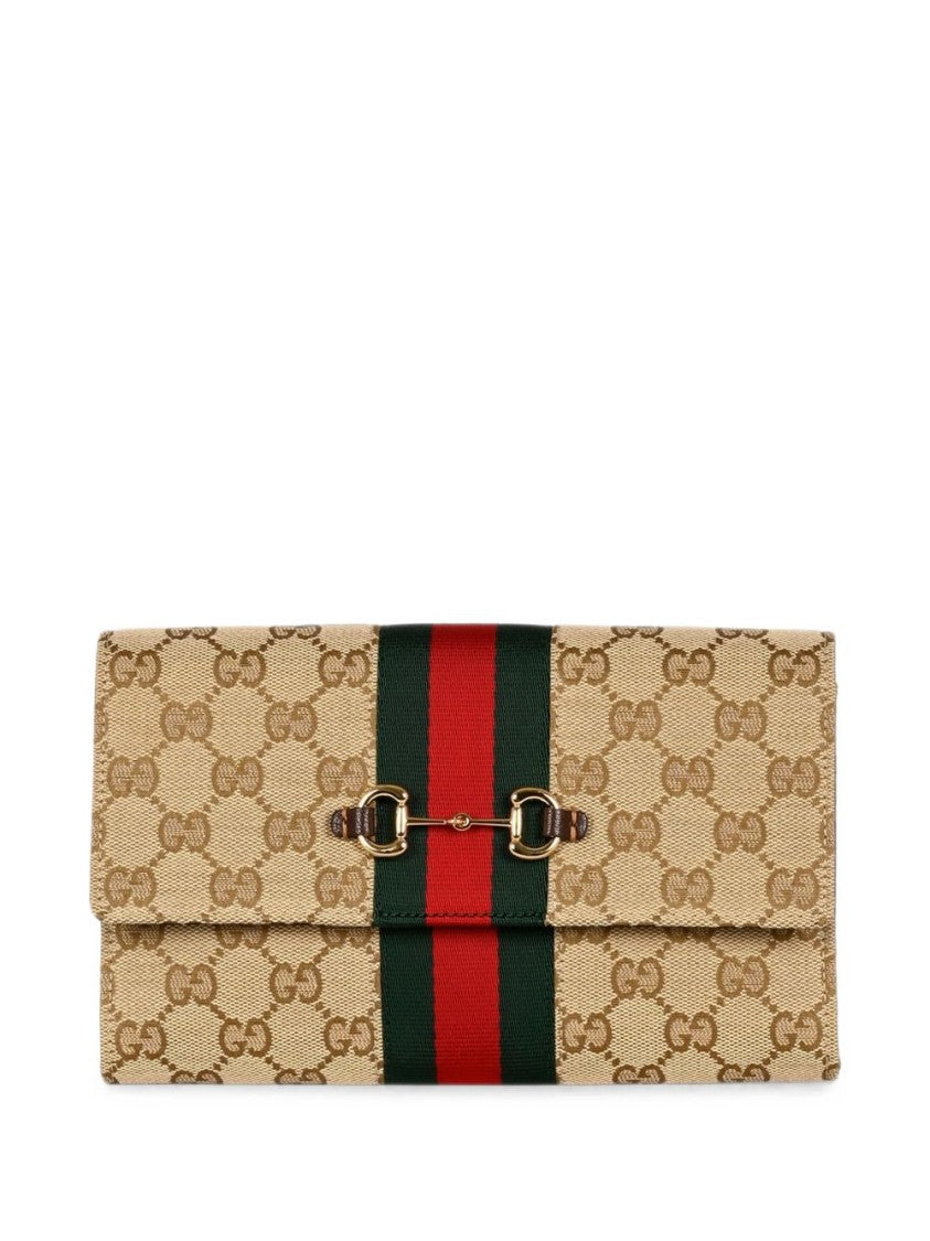 Gucci Monogram Canvas Horsebit Rectangular Clutch