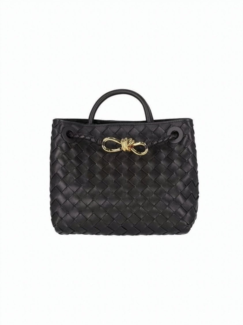 Bottega Veneta Structured Woven Lambskin Tote Bag With Gold-Tone Knot Detail