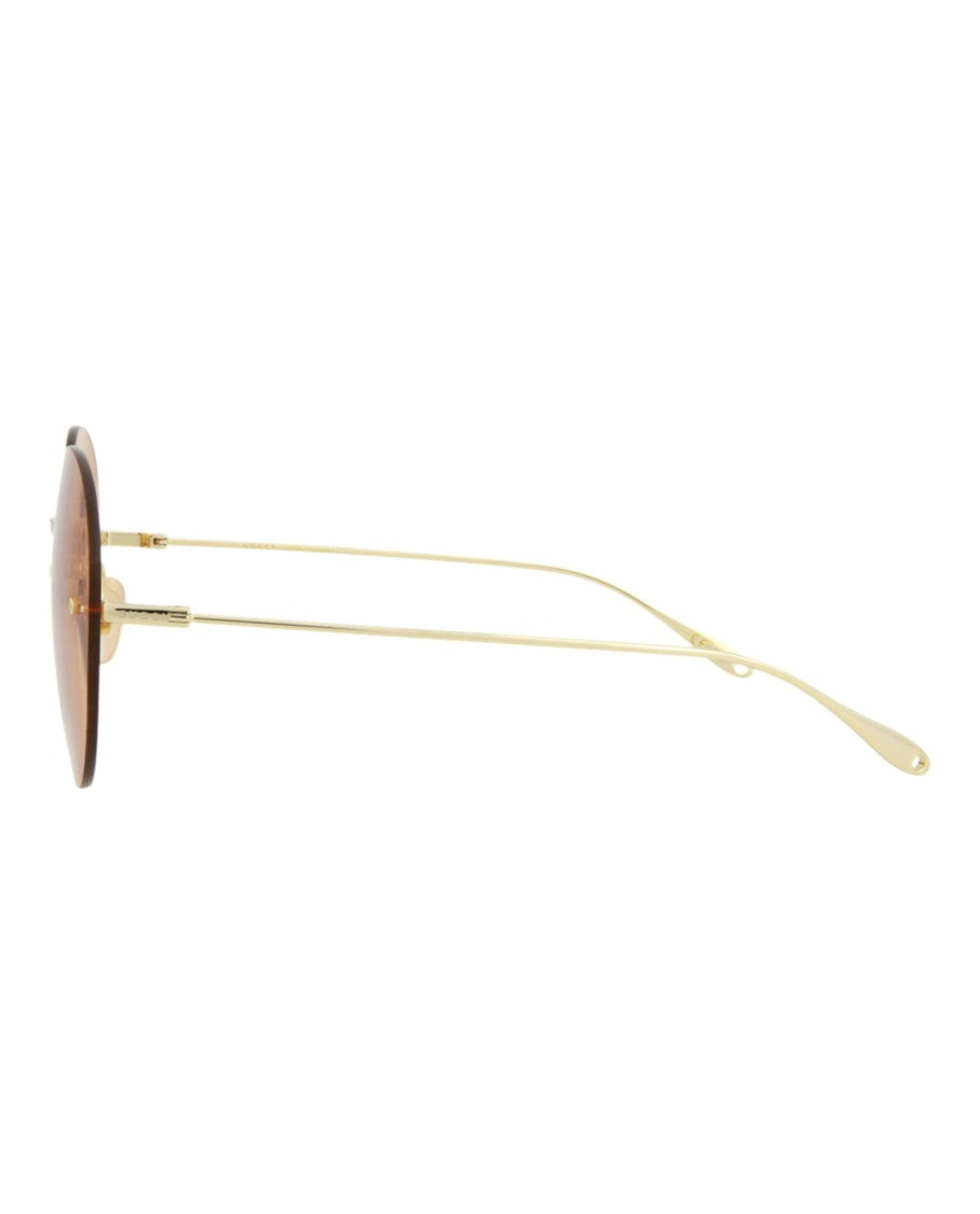 Gucci Round-Frame Metal Sunglasses With Removable Danglers
