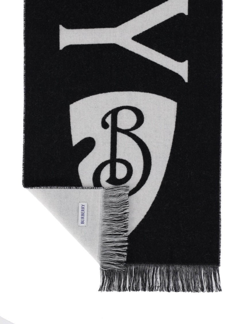 Burberry "B Shield" Reversible Scarf – Black/Cream