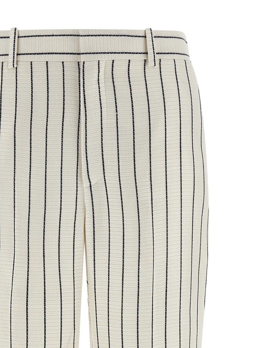 Balmain Vertical Striped Trousers With Pleated Design