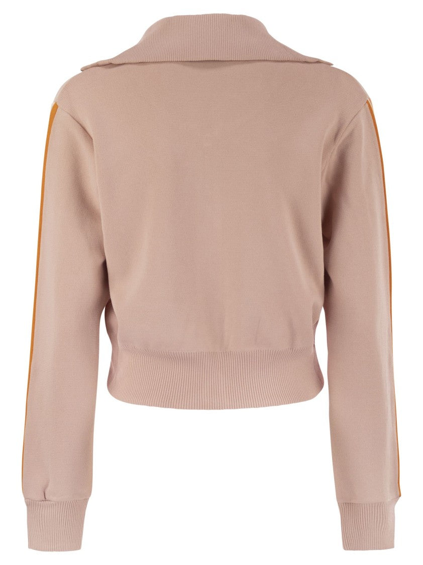 Autry Knitted Tennis-Style Zip Sweatshirt