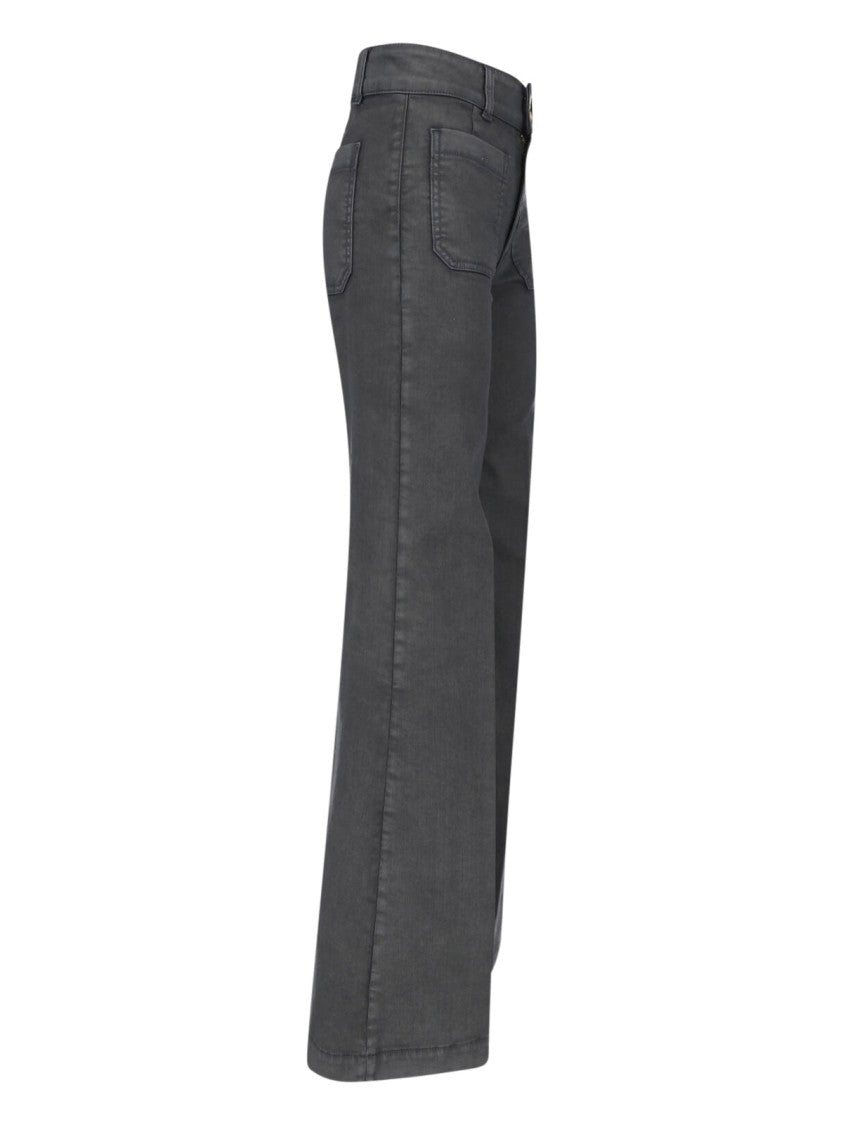 Seafarer Black Seafarer High-Waisted Flared Cotton Pants