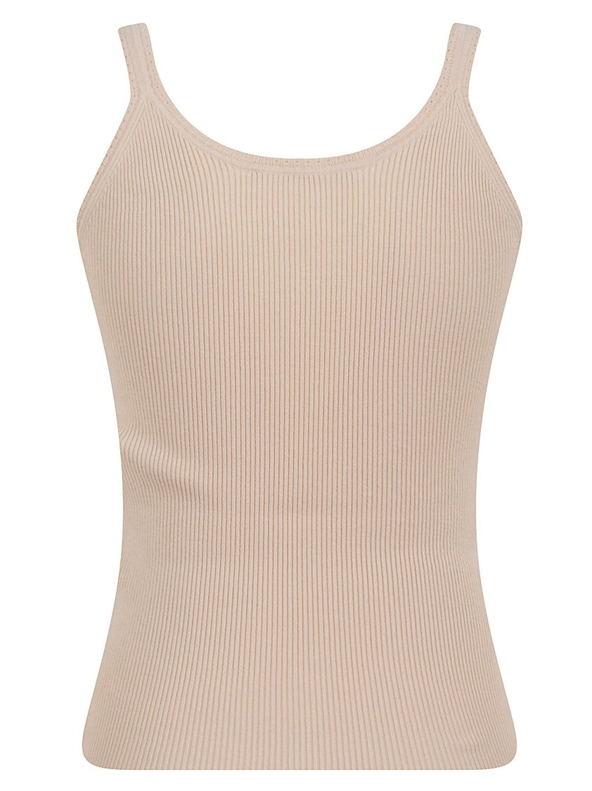 Ermanno Scervino Ribbed Fitted Tank Top With Square Neckline